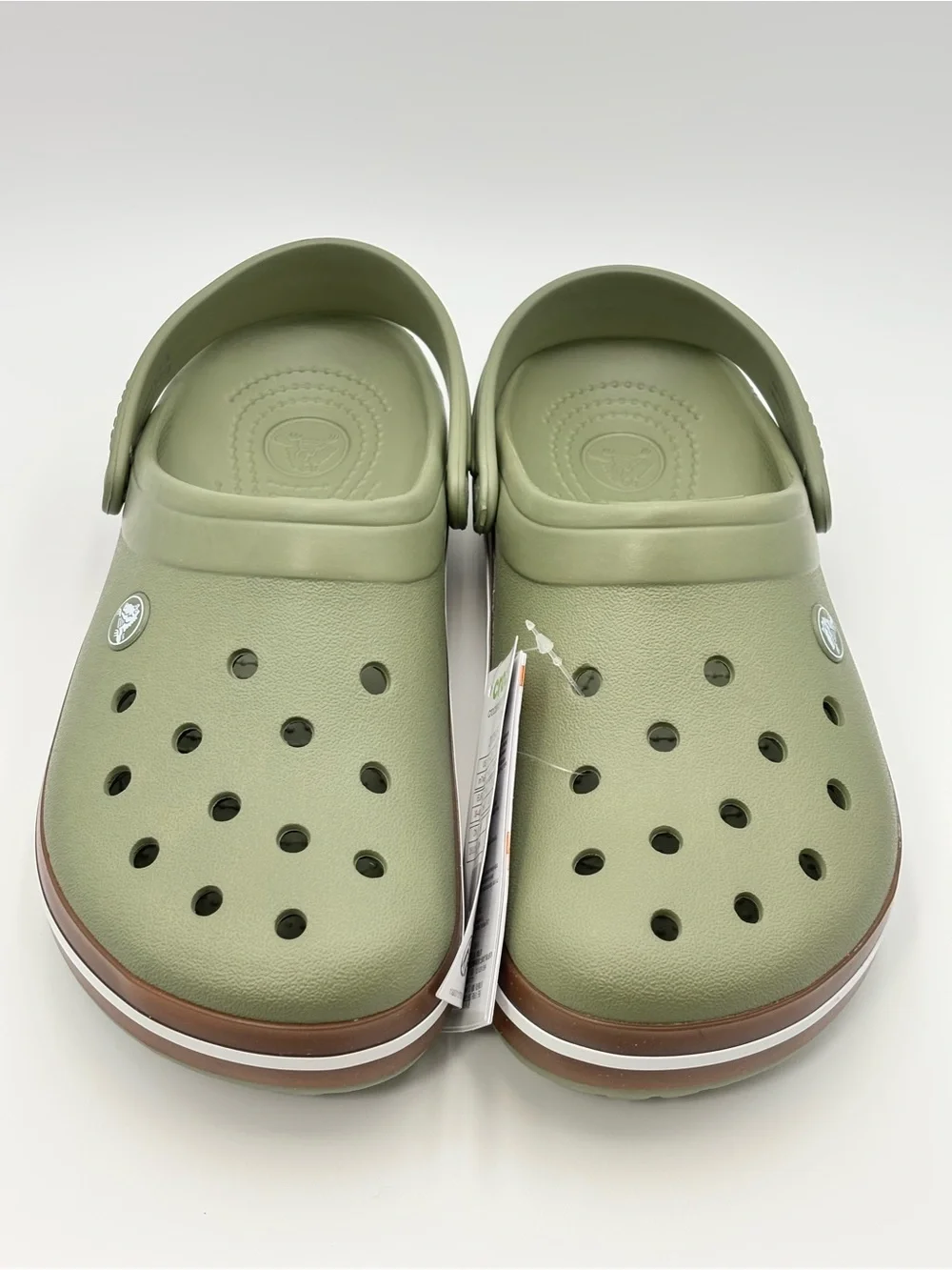 CROCS crocband gum clog Classic Clog in Olive Green with Brown Trim M7/ W9